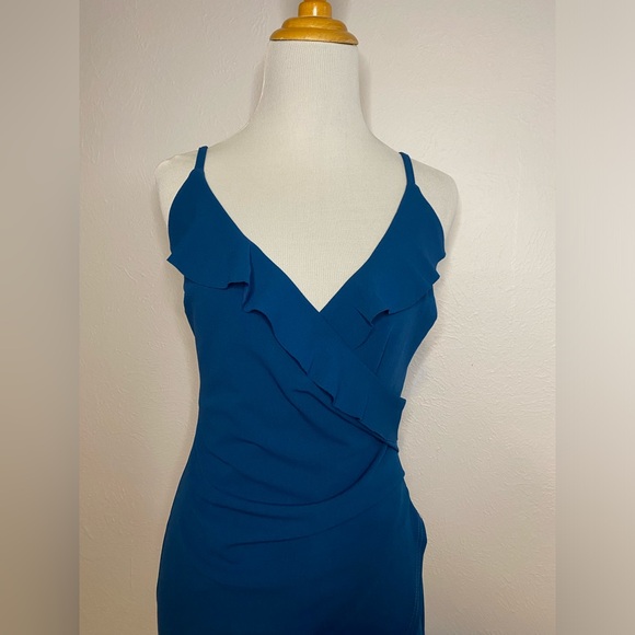 NWT Blu Spero She Sky Teal Asymmetrical Cocktail Dress - Picture 2 of 10